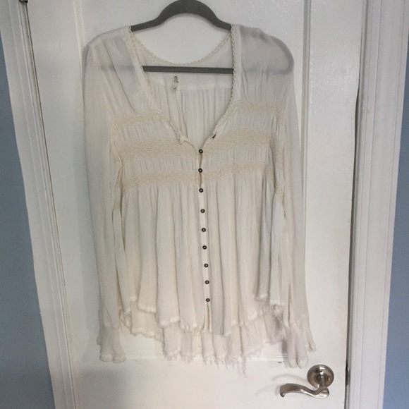 Free people cream long sleeved shirt - Picture 2 of 4